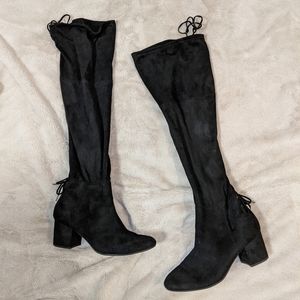 Torrid black knee high faux suede boots, wide width, wide calf, size 11